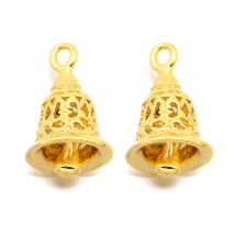 Zawieszka Mosiądz, Dzwonek, Kolor: Złoty, 16x9mm, otwor 1mm, 2szt (13WB30624)