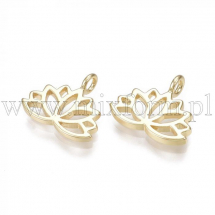 Zawieszka Lotos, Mosiężne, Pozłacany 18K, 10.5x12.5x1.5mm, 2szt (13WB30630)