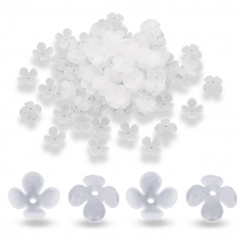 Nakładki na Koraliki, Akrylowe, Przezroczyste, Kwiatek, 12x12x4.5mm, Otwor 1.2mm, około 150szt/20g (13WB30637)
