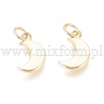Підвіска Латунь, Півмісяць, Стійке Покриття, Позолота 18К, 13х8х1.5мм, З'єднувальне кільце 5х0.8мм, Внутрішній діаметр 3мм, (13WB30741)