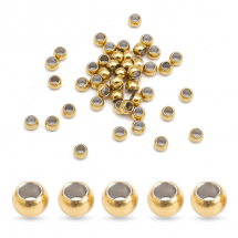 Koraliki Dystansowe, Okrągłe Stal Nierdzewna, Próżniowa Powłoka, Złote, 3x2mm, Otwór 1.5mm, 50 szt (13WB30828)