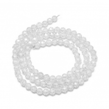 Koraliki Cyrkonia, Okrągłe, Fasetowane, Kolor: Bezbarwny, 4mm, otwor 0.8mm, około 87szt/36cm/nić (13WB30830)