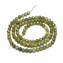 Koraliki Cyrkonia, Okrągłe, Fasetowane, Kolor: Oliwkowy Szary, 4mm, otwor 0.8mm, około 87szt/36cm/nić (13WB30835)