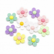 Koraliki Akrylowe Nieprzezroczyste, Kwiat, Kolor: Mix, 22x22-23x7-8mm, otwor 1.4mm, 10szt (13WB30841)
