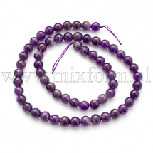Koraliki Naturalny Ametyst, Okrągłe, 6-6.5mm, Otwór: 1mm, około 62szt/38cm/nić (13WB30865)