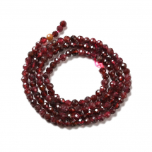 Koraliki Naturalny Granat, Okrągłe, Fasetowane, 3-3.5mm, około 135szt/37cm/sznur (13WB30951)