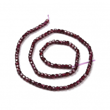 Koraliki Naturalny Brazylijski Granat, Kostka, Fasetowane, 3.5x3.5x3.5mm, około 105szt/37cm/nić (13WB30952)