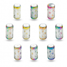 Намистини Скло Гальваніка з Квітковим Візерунком, Колонка, Колір: Різнобарвний, Розмір: 20х10мм, Отв. 1.2мм, (13WB30996)