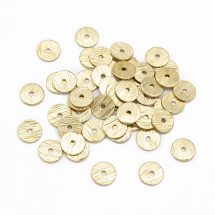 Намистини-Роздільники, Латунь, Намистини Хейши, Диск, Стійке Покриття, Золото, 6х0.5мм, Отвір 1.2мм, (13WB31010)