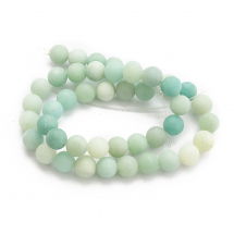 Намистини Натуральний Амазоніт, На нитках, Круглі, Клас А, Морозний Стиль, 8мм, Отвір 1мм, близько 44шт/35.5см/нитка, (13WB31062)