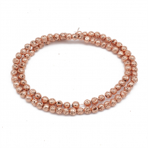 Koraliki Naturalna Lawa Galwaniczna, Okrągłe, Kolor: Różowe Złoto, 4-5mm, Otwór: 1mm, około 87szt/37cm/nic (13WB31065)