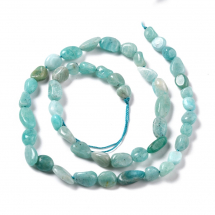 Намистини Натуральний Амазоніт, На нитках, Самородки, 5-8.5х5.5-7х3.5-4мм, Отвір 0.7мм, близько 54шт/36.6см/нитка, (13WB31083)