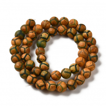 Koraliki Naturalny Agat Dzi, Wzór Żółwia, Okrągłe, Matowe, Brązowe, 8mm, Otwór 1mm, około 45szt /38.5cm /nić (13WB31237)
