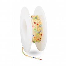 Ланцюг Латунь і Емаль, Ручна Робота, Якірне Плетіння, Паяна, Стійка Позолота 18К, Ширина 1.5 мм, (13WB30961)