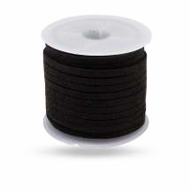 Rzemyk, Rzemień Zamsz, Imitacja Skóry, Czarny, 3x1.5mm, szpula/5m (13WB31233)