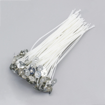 Świecowy Bawełniany Woskowany Knot z Metalową Podstawą, do DIY, Biały, Rozmiar: 15cm, 100szt/opakowanie (13WB30610)