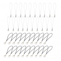 Baza Zawieszki do Breloków, Nylon, Czarny i Biały, 60mm, Średnica kółka 8mm, 40szt / zestaw (13WB29614)