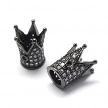 Koraliki Mosiądz z Cyrkoniami, Korona, Powłoka Odporna, Stal Pistoletowa, 12x10x10mm, otwor 1.5mm, 2szt (13WB30814)