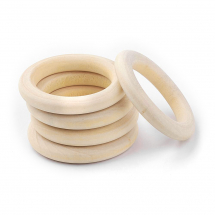 Łącznik Kółko, Drewniane, do Macrame, Surowe, Kolor: Beżowy, 49~50x8mm, 5szt (13WB30820)