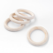 Łącznik Kółko, Drewniane, do Macrame, Surowe, Kolor: Beżowy, 58~59x9~9.5mm, 4szt (13WB30821)