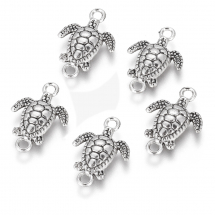 Конектор Морська Черепаха зі Сплаву, 2 Отвори, Колір: Античне Срібло, 21x14.5x4мм, Отвір 2мм, (13WB30826)