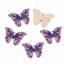 Кулон Метелик, Сплаву та Емаль, Штамповані, Колір: Фуксія, 15.5х22х2мм, Отвір 1.8мм, (13WB30844)