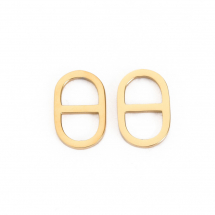 Łączniki Zawieszki, Stal Nierdzewna, Owal, Pozłacane 14K, 11x7x1mm, Otwór 5x3.5mm, 2szt (13WB30852)