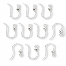 Bigle Haczyki do Kolczyków, Eko Plastik z Kulką ze Stali Nierdzewnej, Kolor Srebro, 15.5x8x0.7mm, 10szt (13WB30924)