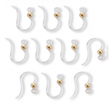 Bigle Haczyki do Kolczyków, Eko Plastik z Kulką ze Stali Nierdzewnej, Pozłacane 18K, 15.5x8x0.7mm, 10szt (13WB30925)