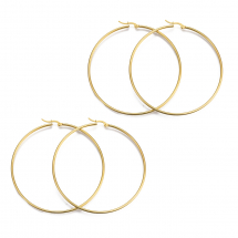 Bigle Kola, Stal Nierdzewna, Baza do Kolczyków, Hipoalergiczny, Złoty, Rozmiar: 73x2mm, Pin 1mm, 2pary (13WB31006)