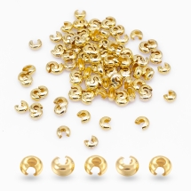 Koraliki Osłonki Maskująca Crimp, Mosiądz, Złoto, 4mm, Otwór 1.5-1.8mm, około 98szt/10g (13WB31086)