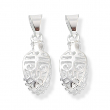 Uchwyty do Zawieszek, Mosiądz, Liść, Srebrny, Rozmiar: 18.5mm, Pin: 1mm, Długość: 3.5mm, Otwór 5x4mm, 2szt (13WB31091)