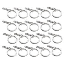 Kółko Zamek z Łańcuszkiem do Breloków i Kluczy, Żelazne, Platyna, 30x2mm, Średnica Wewnętrzna 25mm, 20 szt (13WB31092)