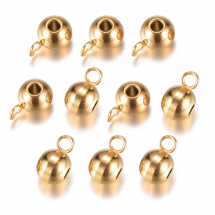 Бейл, Нержавіюча Сталь, Рондель, Іонне Покриття (IP), Колір: Золото, 9х5х6мм, Отвір 2мм, (13WB31112)