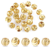 Koraliki Mosiężne, Powłoka Trwała, Ryflowany, 18K Pozłacane, 5x4mm, 20szt (13WB31121)