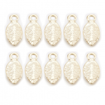 Підвіски Латунь, Лист, Покриття Золото 18К, 10.5х4.5х1мм, Отвір 1.2мм, (13WB31137)