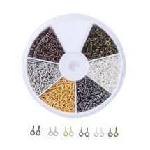 Haczyki Wkręty z Pętlą, Żelazo, do Koralików z Półotworem, Mix, 8x4x1mm, 720szt/set (13WB31159)