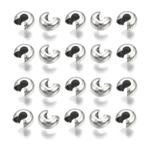 Koraliki Osłonki Maskująca Crimp, Stal Nierdzewna, 5.5x4.5x4mm, otwór 1.6mm, 20szt (13WB31174)