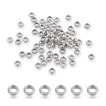 Koraliki Zaciskowe, Stopery, Stal Medyczna, Rondel, 1.9mm, Otwór 1mm, 95szt (13WB31180)