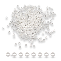 Koraliki Zaciskowe, Stopery, Mosiądz, Rondelle, Srebrny, 2.5mm, Otwór 1.2mm, około 445szt/10g (13WB31186)