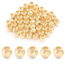 Koraliki Stal Nierdzewna, Okrągłe, Pozłacane 18K, 4x3.5mm, Otwór 1.6mm, 50 szt (13WB31269)