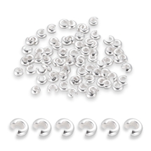 Koraliki Zaciskowe, Mosiądz, Osłonki do Stoperów, Srebrny, 3mm, Otwór 1.2-1.5mm, około 120szt / 5g (13WB31284)