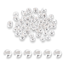 Koraliki Osłonki Maskująca Crimp, Mosiądz, Srebrny, 4mm, Otwór 1.5-1.8mm, około 100szt/10g (13WB31285)