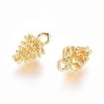 Wisiorek Mosiądz, Szyszka, Powłoka Trwala, Pozłacany 18K, Rozmiar: 12.5x8mm, Otwór 1.8mm, 2szt (13WB31306)