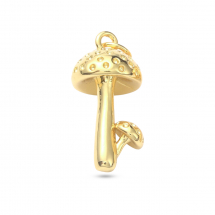 Підвіска Латунь, Гриб, Стійке Покриття Золото 18К, 20х9.5мм, Отвір 3мм, З'єднувальне кільце: 5х0.6мм, (13WB31337)