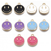 Zestaw Zawieszek Uśmiech w 5 kolorach po 2 sztuki, Emalia, Handmade, 14.5x12x1.5mm, 10szt (13WB31370)
