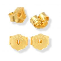Srebro 925, Zatyczki do Kolczyków, Motylkowe, Pozłacane 18K, 4x4.5x2mm, 4 szt (13WB31691)