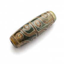 Koraliki Naturalny Agat Dzi, 12 Oczek, Tybetański Styl, Owalne, Termobarwione, 28.5-32x10-12.5mm, 1szt (13WB31315)