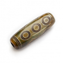 Koraliki Tybetański Styl, Dzi 6 Oczek, Naturalny Agat, Termobarwione, Owalne, 28.5-32x10-12.5mm, 1szt (13WB31317)