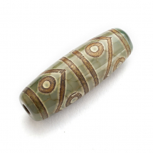 Koraliki Tybetański Styl, Dzi 8 Oczek, Naturalny Agat, Termobarwione, Owalne, 28.5-32x10-12.5mm, 1szt (13WB31319)